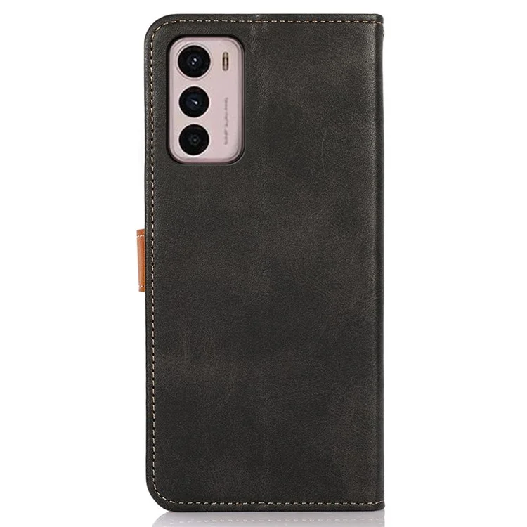 Khazneh Para Motorola Moto G42 4G PU Cause Capela de Capela de Capela Ver Stand Stand Golden Magnética Protece Tape de Flip - Preto