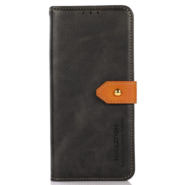 Khazneh Para Motorola Moto G42 4G PU Cause Capela de Capela de Capela Ver Stand Stand Golden Magnética Protece Tape de Flip - Preto