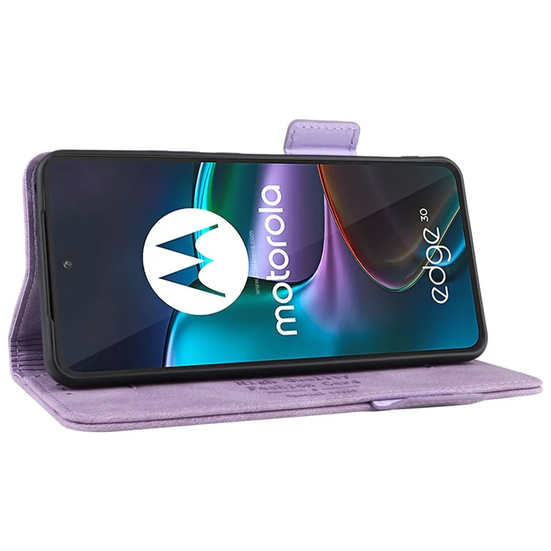 For Motorola Edge 30 Shockproof Phone Flip Case Wallet Stand PU Leather Protective Cover with Hardware Magnetic Closure - Purple