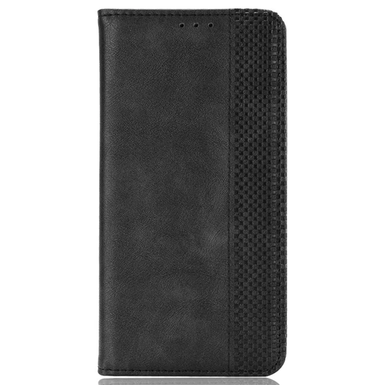 Para Motorola Moto G42 4G Retro Textura Casal de Casal de Capa Magnetic Stand Stand Wallet Flip Tampa - Preto