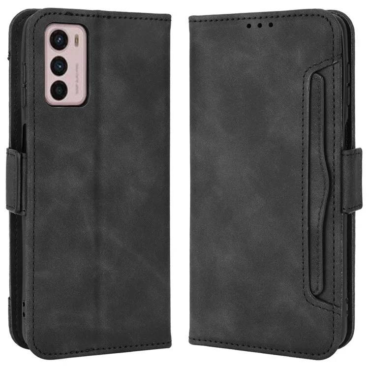 Para Motorola Moto G42 4G Wallet Stand pu Leather + TPU Folio Flip Phone Case Com Slots de Várias Cartas - Preto