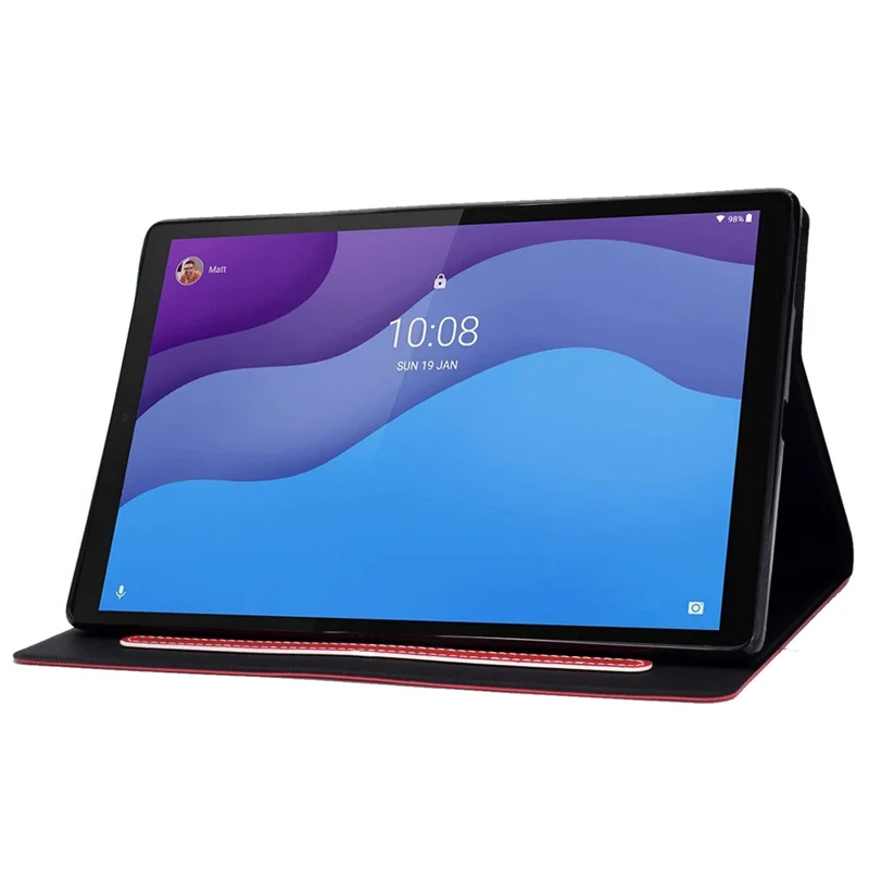 For Lenovo Tab M10 (Gen 3) TB-328F Split Leather Flip Stand Cover Auto Sleep/Wake Function Smart Tablet Case with Card Holders - Red