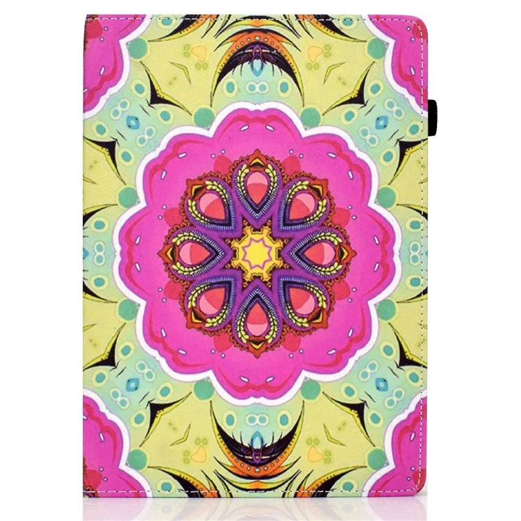 Für Lenovo Tab M10 (Gen 3) TB-328FU / TB-328XU Musterbedrucktes Leder-Ständer-Schutzgehäuse Kartenschlitze Smartcover mit elastischem Band und Stifthalter - Pink Mandala