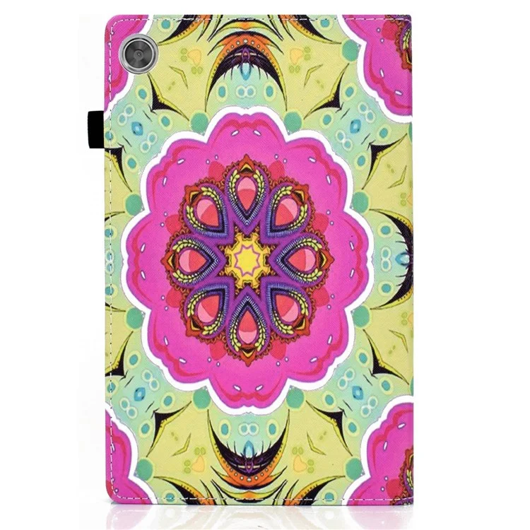 Für Lenovo Tab M10 (Gen 3) TB-328FU / TB-328XU Musterbedrucktes Leder-Ständer-Schutzgehäuse Kartenschlitze Smartcover mit elastischem Band und Stifthalter - Pink Mandala