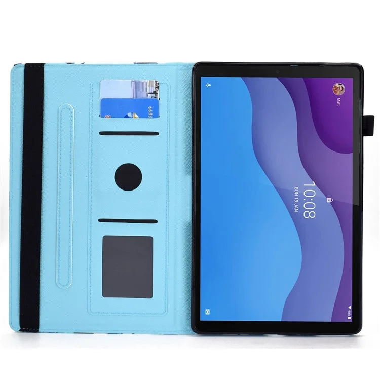 Für Lenovo Tab M10 (Gen 3) TB-328FU / TB-328XU Musterbedrucktes Leder-Ständer-Schutzgehäuse Kartenschlitze Smartcover mit elastischem Band und Stifthalter - Pink Mandala
