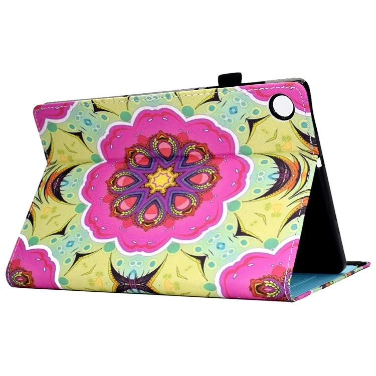 Für Lenovo Tab M10 (Gen 3) TB-328FU / TB-328XU Musterbedrucktes Leder-Ständer-Schutzgehäuse Kartenschlitze Smartcover mit elastischem Band und Stifthalter - Pink Mandala