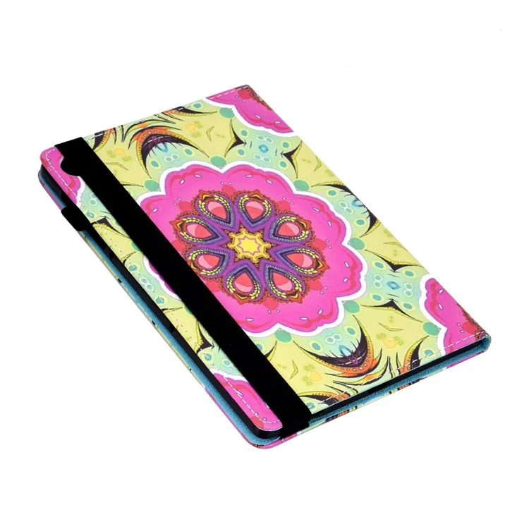 Für Lenovo Tab M10 (Gen 3) TB-328FU / TB-328XU Musterbedrucktes Leder-Ständer-Schutzgehäuse Kartenschlitze Smartcover mit elastischem Band und Stifthalter - Pink Mandala