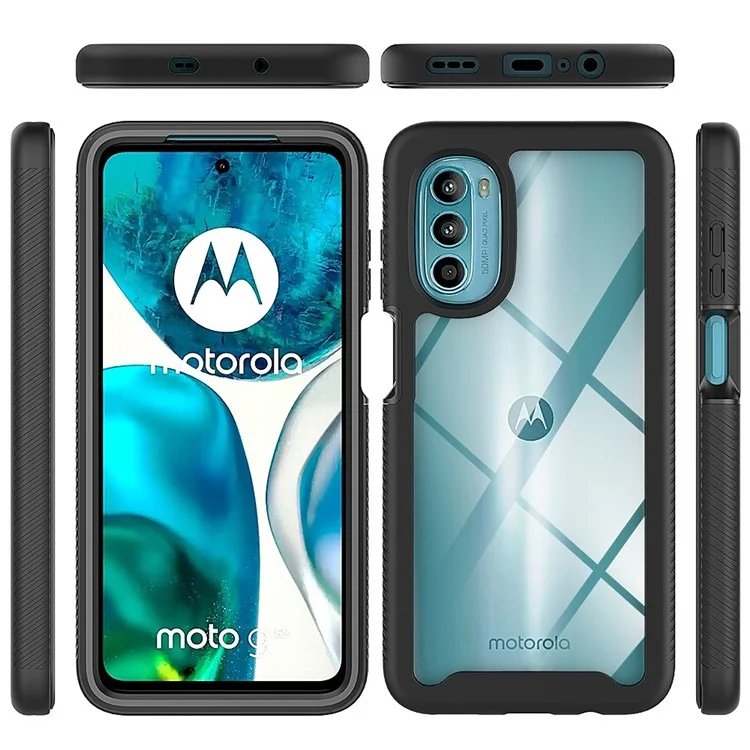 PC + TPU Hybrid Case for Motorola Moto G52 4G / G82 5G, 3-in-1 Anti-scratch Drop-proof Cell Phone Shell with PET Screen Protector - Black