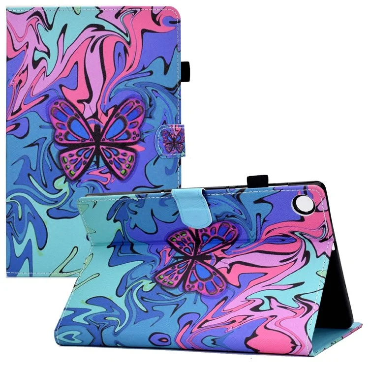 Pour Lenovo Tab M10 Plus (3e génération) / Xiaoxin Pad 2022 10.6 pouces A2 Impression de motif Étui de support en cuir PU pliable Fentes pour cartes Étui résistant aux chocs Réveil / Veille automatique avec porte-crayon - Papillon