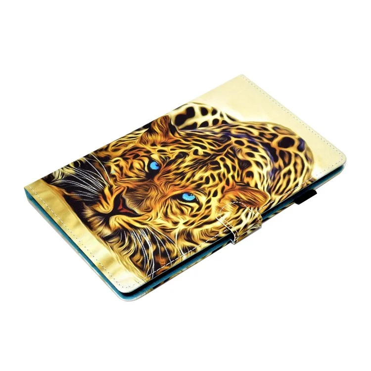 For Lenovo Tab M10 Plus (3rd Gen) / Xiaoxin Pad 2022 10.6 inch PU Leather Smart Auto Wake / Sleep Cover A3 Pattern Printing Stand Card Slots Protective Tablet Case with Pencil Holder - Leopard