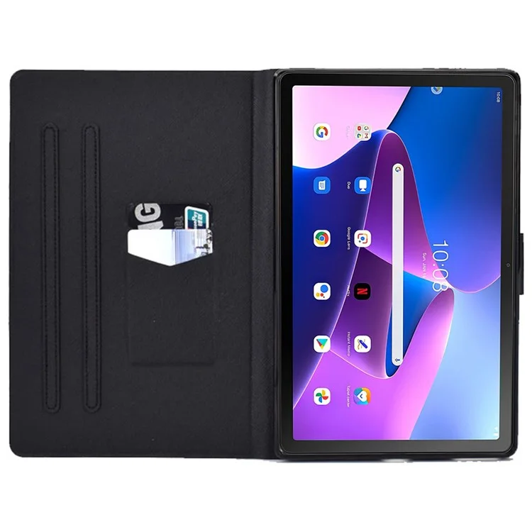 Case de Tableta de Cuero PU Para Lenovo Tab M10 (Gen 3) TB-328F, Portada de la Tarjeta de Impresión de Patrones Cubierta a Prueba de Choque Con Soporte Ajustable - Libélula