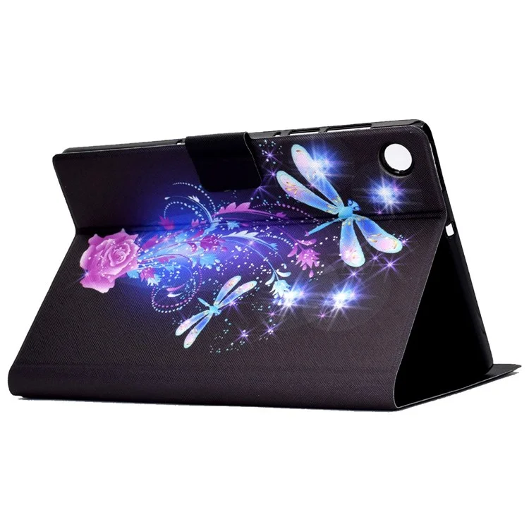 Case de Tableta de Cuero PU Para Lenovo Tab M10 (Gen 3) TB-328F, Portada de la Tarjeta de Impresión de Patrones Cubierta a Prueba de Choque Con Soporte Ajustable - Libélula
