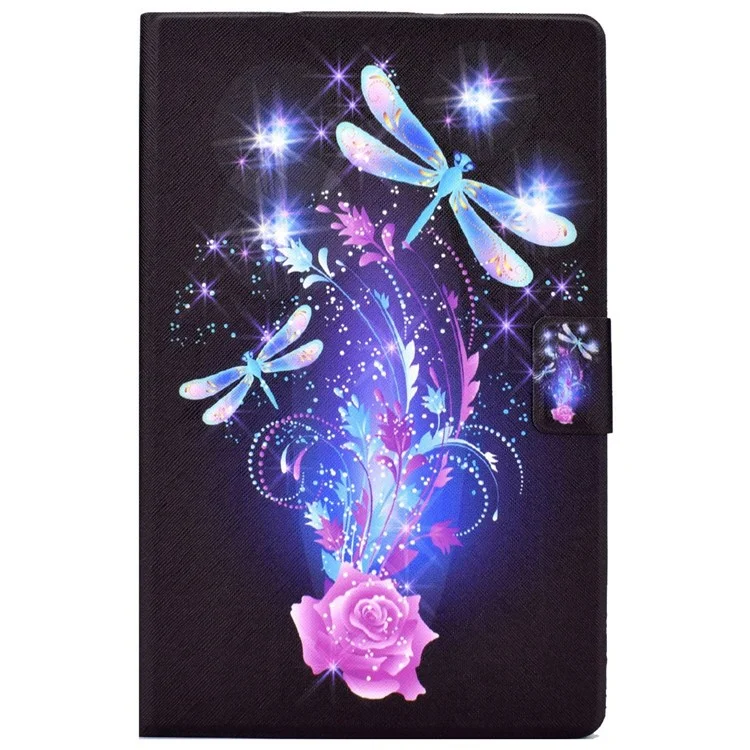 Case de Tableta de Cuero PU Para Lenovo Tab M10 (Gen 3) TB-328F, Portada de la Tarjeta de Impresión de Patrones Cubierta a Prueba de Choque Con Soporte Ajustable - Libélula