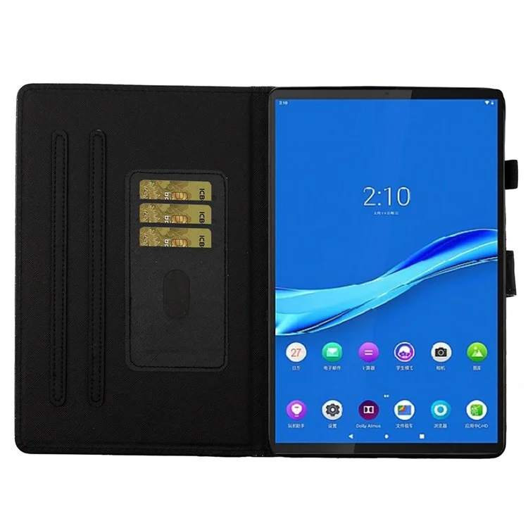 For Lenovo Tab M10 (Gen 3) TB-328FU / TB-328XU Glitter Powder PU Leather Folio Cover Card Slots Design Folding Stand Auto Wake / Sleep Smart Cover with Pencil Holder - Blue