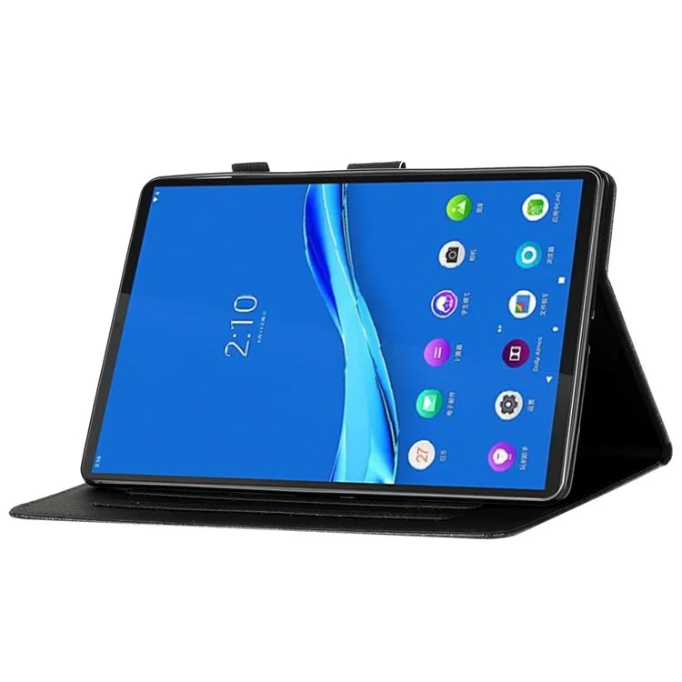 For Lenovo Tab M10 (Gen 3) TB-328FU / TB-328XU Glitter Powder PU Leather Folio Cover Card Slots Design Folding Stand Auto Wake / Sleep Smart Cover with Pencil Holder - Blue