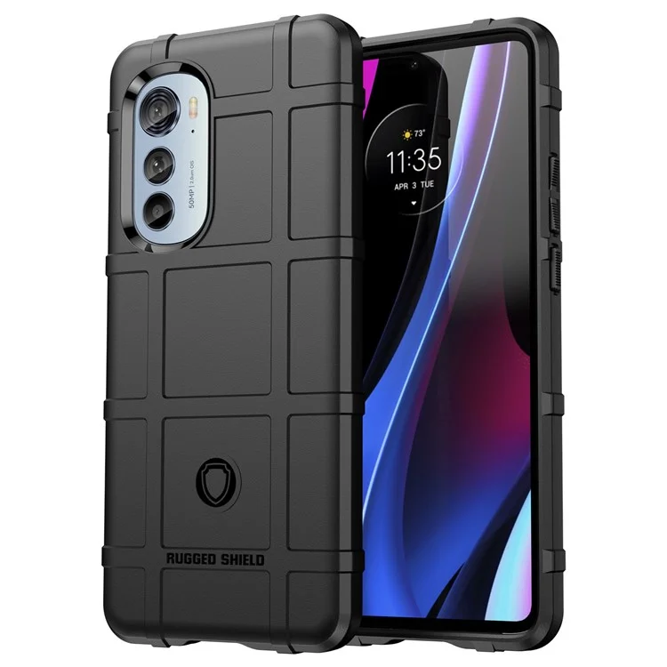 Pour Motorola Moto Edge 2022 Grille Non Glissée Anti-wear Rugged Téléphone Square Case Épaissis de Protecteur D'absorption de Choc TPU - le Noir