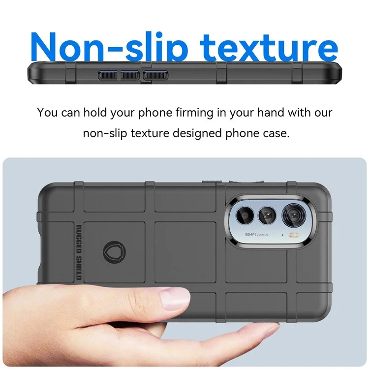 Pour Motorola Moto Edge 2022 Grille Non Glissée Anti-wear Rugged Téléphone Square Case Épaissis de Protecteur D'absorption de Choc TPU - le Noir