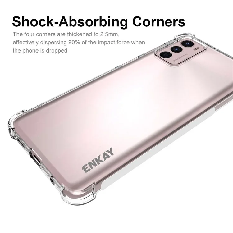 ENKAY HAT PRINCE para Motorola Moto G42 4G Capa de telefone anti-arranhões à prova de queda Capa de telefone móvel de TPU transparente e à prova de deslizamento com borda de tira