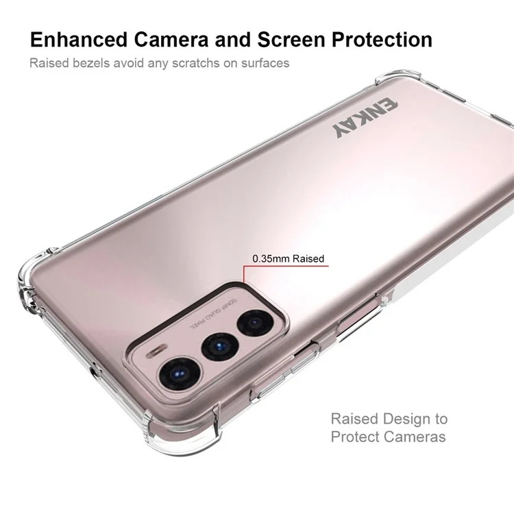 ENKAY HAT PRINCE para Motorola Moto G42 4G Capa de telefone anti-arranhões à prova de queda Capa de telefone móvel de TPU transparente e à prova de deslizamento com borda de tira