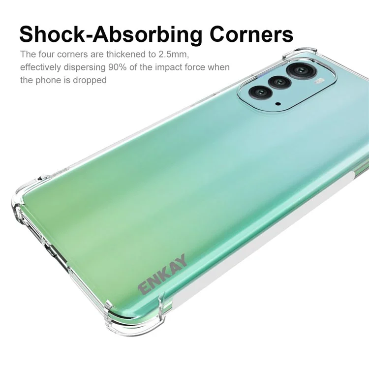 Enkay Hat Prince Pour Motorola Moto Edge 2022 Crimpstal Cleot TPU Couverture de Téléphone Amorti Des Coins Épaissis Épaissis Boîtier de Téléphone Avec un Bord Antidérapant Avec Bord de Bande