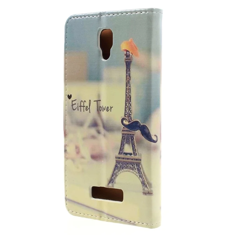 Pattern Printing Wallet Leather Case for Lenovo A2010 - Eiffel Tower and Mustache