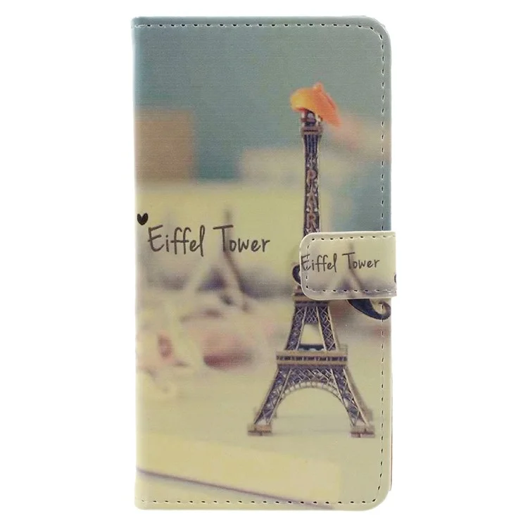 Pattern Printing Wallet Leather Case for Lenovo A2010 - Eiffel Tower and Mustache