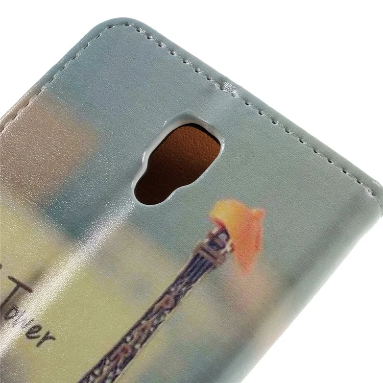 Pattern Printing Wallet Leather Case for Lenovo A2010 - Eiffel Tower and Mustache