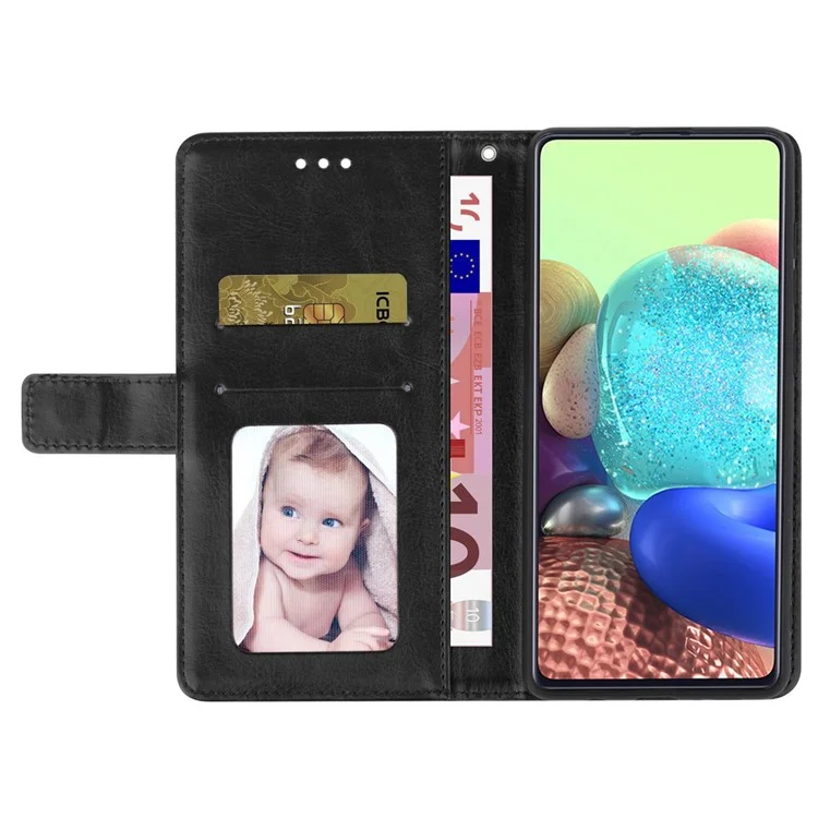 Case de Téléphone à L'épreuve Des Chocs Pour Oppo A57 4G / A57 (2022) 5G / A77 5G / 4G / Realme Narzo 50 5G, Portefeuille Ht01, Lignes Imprimées en Forme de y pu Couver Avec Sangle - le Noir