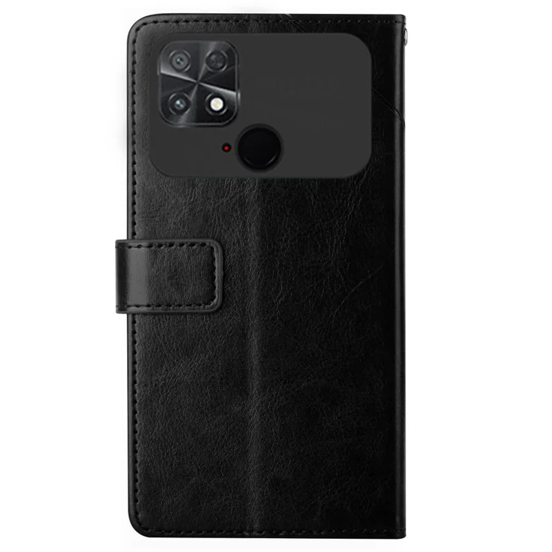 Para Xiaomi Poco C40 4G HT01 Carteira Funcionalidade de Suporte Impresso Linhas em Forma de Y Capa de Telefone de Couro PU Anti-queda Capa com Tira - Preto