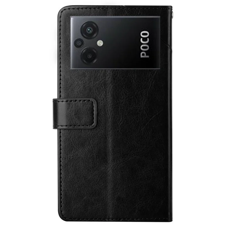 HT01 Per Xiaomi Poco M5 4G Full Protection PU Custodia Per Telefono in Pelle PU Impronta a Forma di Preda al Portafoglio - Nero