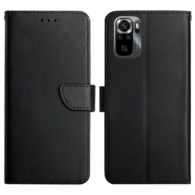 HT02 Pour Xiaomi Poco M5s 4G Couleur Solide Texture Nappa Entièrement Emballée Entièrement Entièrement en Cuir de Protection du Cuir Portefeuille Couverture de Téléphone - le Noir