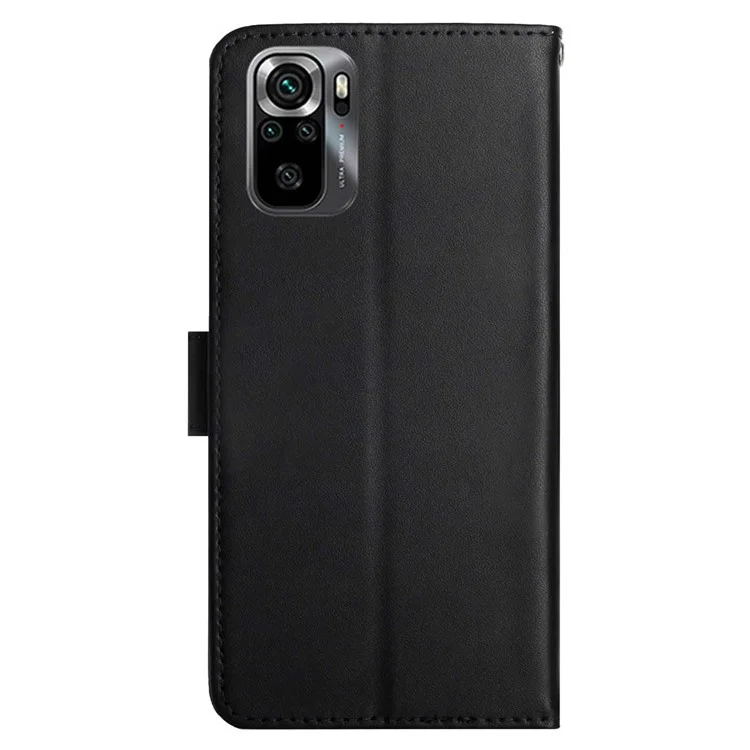 HT02 Pour Xiaomi Poco M5s 4G Couleur Solide Texture Nappa Entièrement Emballée Entièrement Entièrement en Cuir de Protection du Cuir Portefeuille Couverture de Téléphone - le Noir