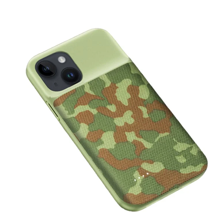 For iPhone 14 Plus Oxford Cloth Surface 6800mAh Rechargeable Extended Battery Mobile Phone Charger Back Case - Camouflage