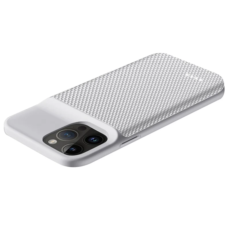 For iPhone 14 Pro 6800mAh Rechargeable Extended Battery Power Bank Oxford Cloth Surface Phone Charger Back Case - Silver