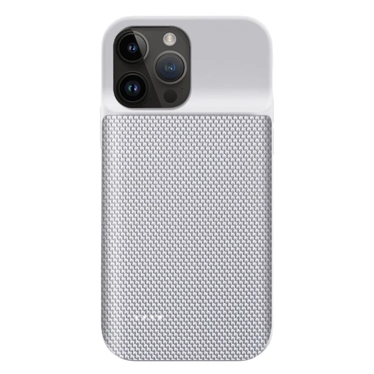 Для iPhone 14 Pro Max 6800мАч перезаряжаемый расширенный аккумулятор Oxford Cloth Surface Phone Charger Back Case - Silver