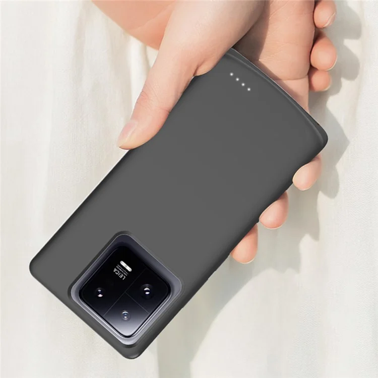 Для Xiaomi 13 5G 6800мАч перезаряжаемый расширенный аккумулятор Мягкий край зарядный чехол - Черный