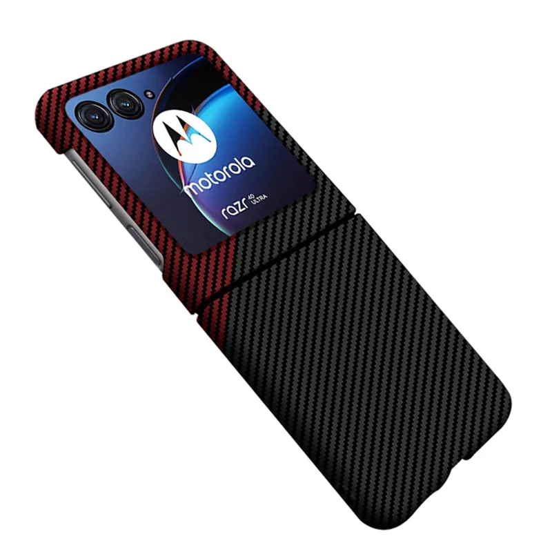 For Motorola Razr 40 Ultra 5G Carbon Fiber Texture Phone Case Anti-drop PC Phone Cover - Black+Red
