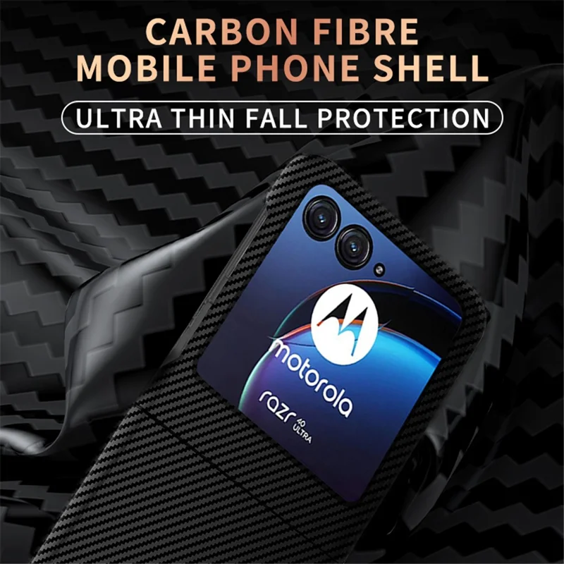 For Motorola Razr 40 Ultra 5G Carbon Fiber Texture Phone Case Anti-drop PC Phone Cover - Black+Red
