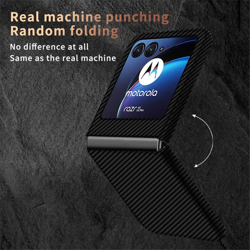 For Motorola Razr 40 Ultra 5G Carbon Fiber Texture Phone Case Anti-drop PC Phone Cover - Black+Red
