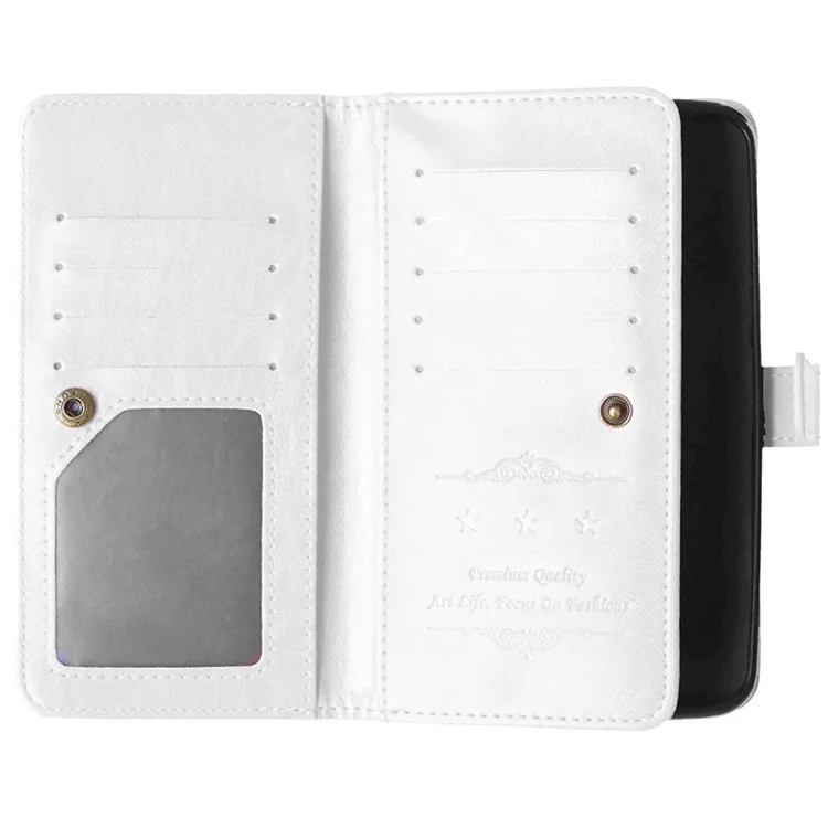 For Motorola Moto X Style Crazy Horse 9 Card Slots Wallet Leather Flip Cover - White