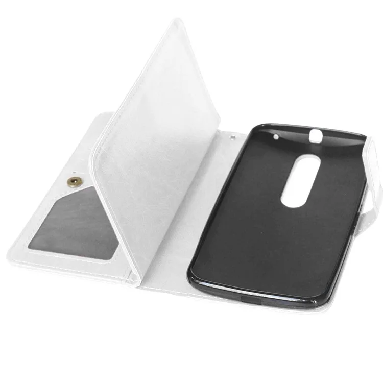 For Motorola Moto X Style Crazy Horse 9 Card Slots Wallet Leather Flip Cover - White