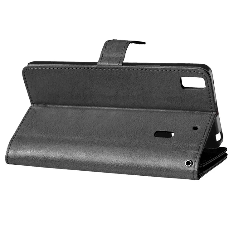 Crazy Horse 9 Card Slots Leather Wallet Case for Lenovo A7000 / A7000 Plus/ K3 Note - Black
