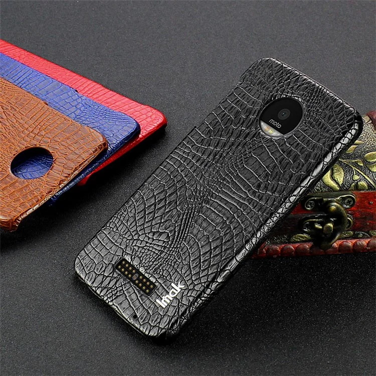 IMAK Ruiyi Series for Motorola Moto Z Play Crocodile Leather Coated PC Phone Case - Black