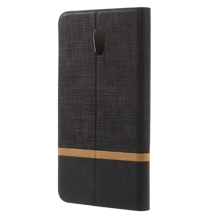 Contrast Color Cross Texture Leather Phone Case for Lenovo P2 Built-in Steel Sheet - Black