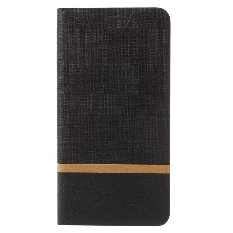 Contrast Color Cross Texture Leather Phone Case for Lenovo P2 Built-in Steel Sheet - Black