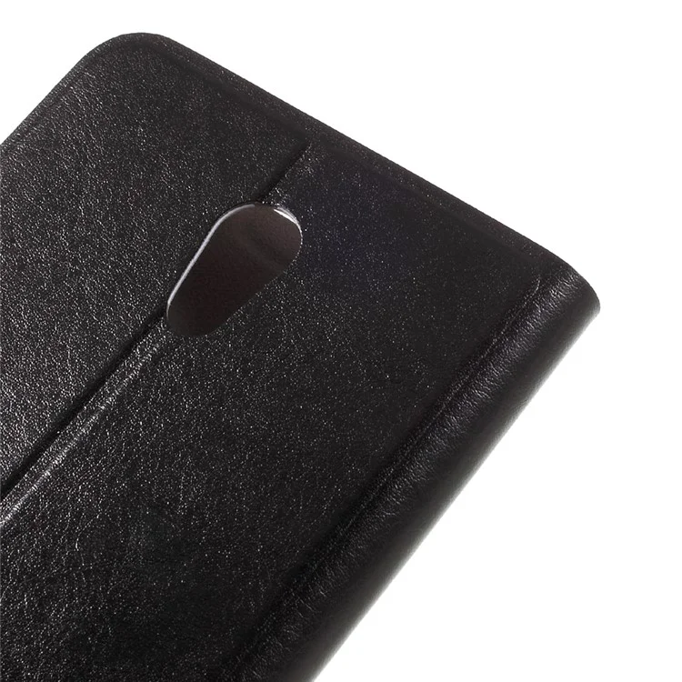 Crazy Horse Leather Card Slot Phone Casing for Lenovo P2 with Steel Sheet - Black