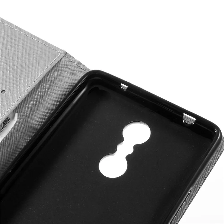 Patterned Leather Wallet Phone Case for Lenovo K6 Note - Warning and Serious Expression