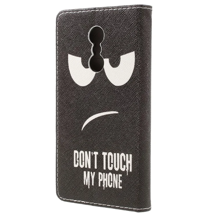 Patterned Leather Wallet Phone Case for Lenovo K6 Note - Warning and Serious Expression