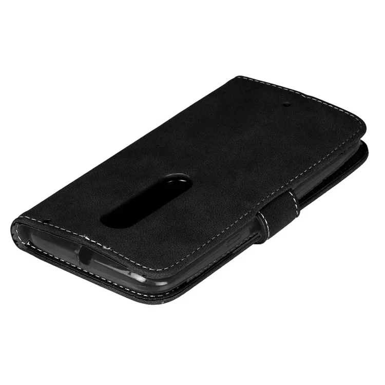 Vintage Style Matte Wallet Leather Phone Cover for Motorola Moto X Style - Black