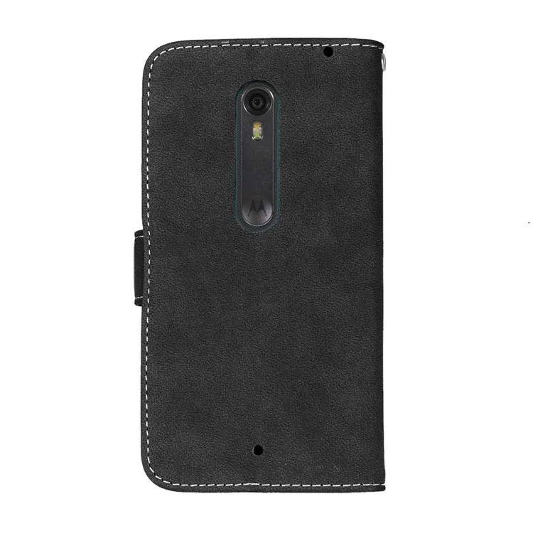 Vintage Style Matte Wallet Leather Phone Cover for Motorola Moto X Style - Black